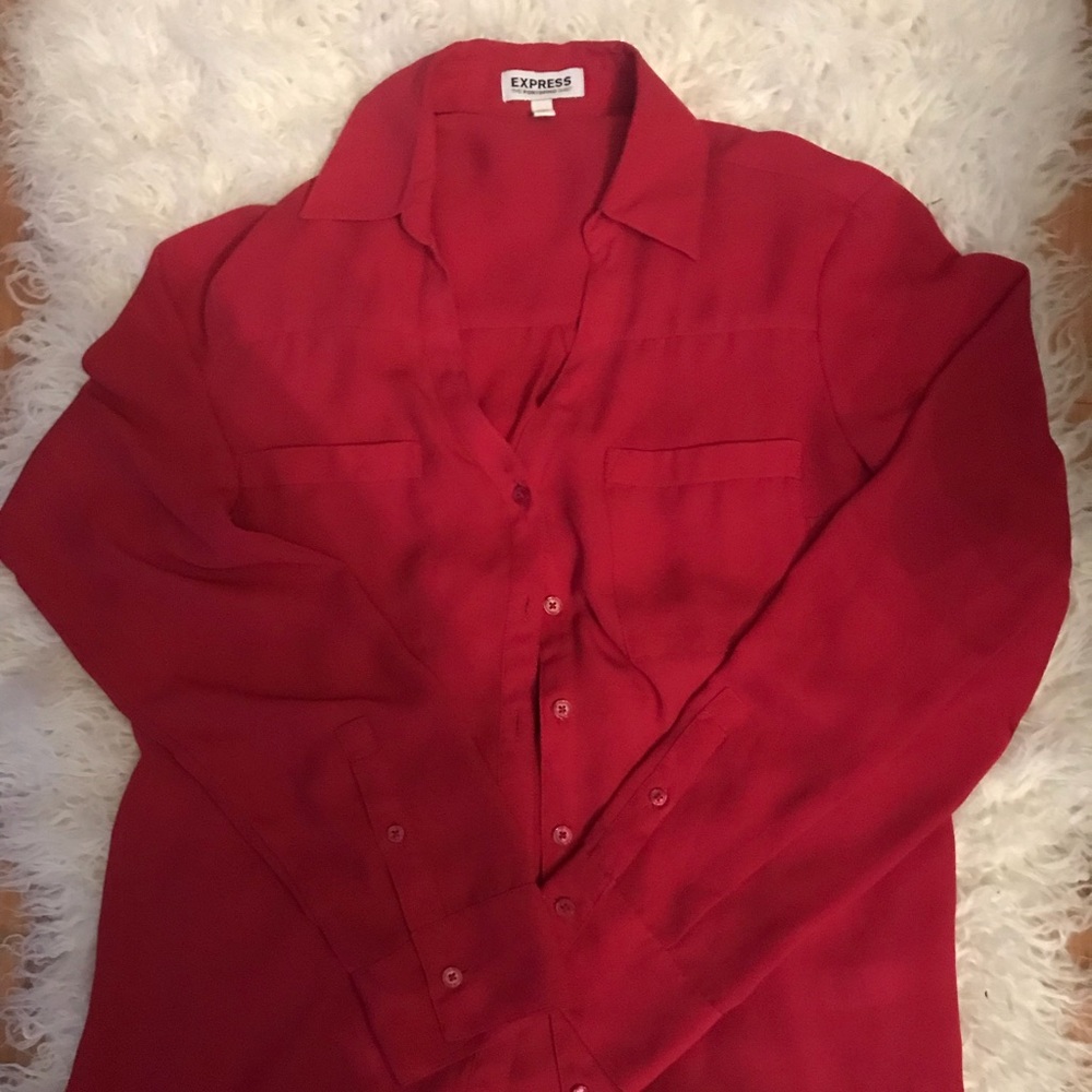 Express red button up blouse Small NWOT